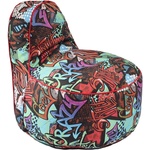 PUFRELAX Пуф, стол, 200л. , OK Junior, Street art, Водоустойчив, Перящ се калъф, Пълнеж от Полистиролни перли, принт, 8482 (PUF-G-OKJ-TEXP-STR) - topmarket
