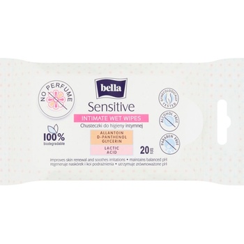 Bella Sensitive intimní hygienické vlhčené ubrousky 20 ks
