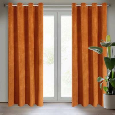 EUROFIRANY ZATEMŇOVACÍ ZÁVĚS NA KROUŽCÍCH RIA 140X250 CM ORANŽOVÁ