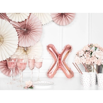 Party Deco FB2M X 019R Fóliový balón ružovo zlatý písmeno 35 cm X
