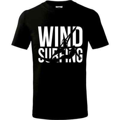 Windsurfing nápis tričko dětské bavlněné černá
