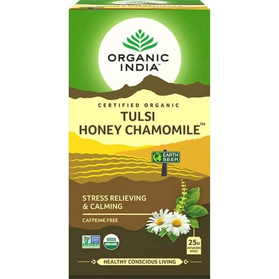 Organic India Tulsi s harmančekom a medom Ajurvédsky čaj porciovaný 25 vreciek