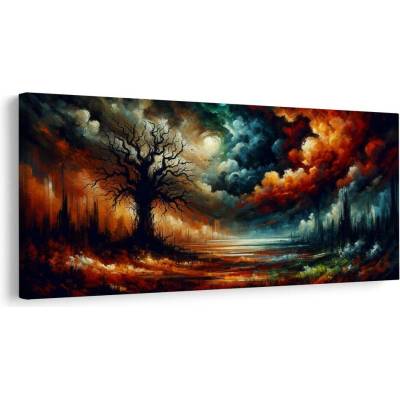 Obraz krajina s barevným stromem života - 80x40