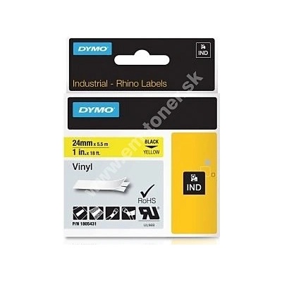 páska DYMO 1805431 PROFI D1 RHINO Black On Yellow Vinyl Tape (24mm)