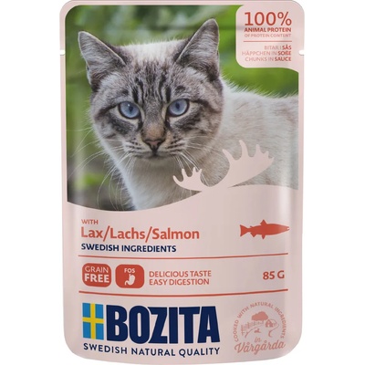 Bozita 12x85г Bozita хапки в сос, консервирана храна за котки - сьомга