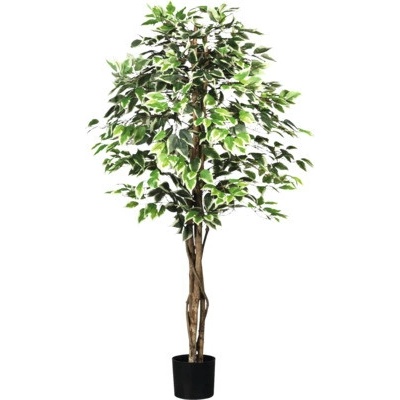 Umelá rastlina fikus Ficus Benjamina 180 cm zeleno-biela