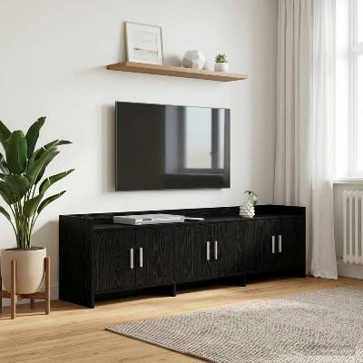 vidaXL ТВ шкаф 168 x 33 x 47 см Черен дъб Инженерна дървесина (8011204)