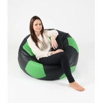 Pufrelax Пуф, топка 400л. Telstar XL - Black & Green, Еко кожа, Пълнеж от Полистиролни перли