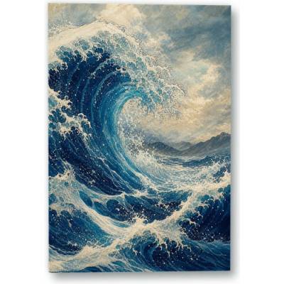 Plakát – Velká modrá vlna před horami 90 × 135 cm Bez rámu Ne Bez rámu
