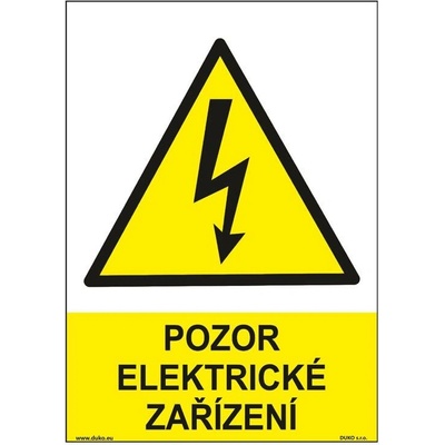 DUKO POZOR ELEKTRICKÉ ZAŘÍZENÍ Formát: 210 x 297 mm, Materiál: samolepící vinylová fólie