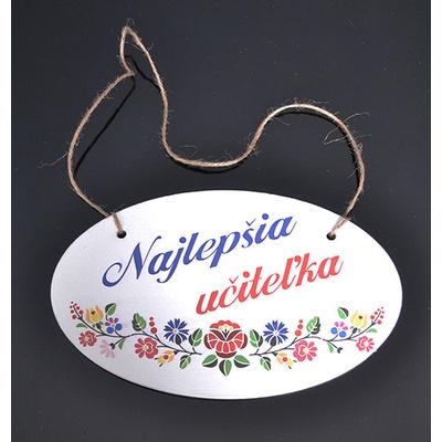 Tabuľka drevená elipsa 18x11cm Najlepšia učiteľka 1