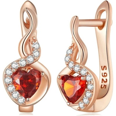 Grace Silver Jewellery stříbrné náušnice se zirkony Magdalena srdíčko E-BSE815/117 zlatá