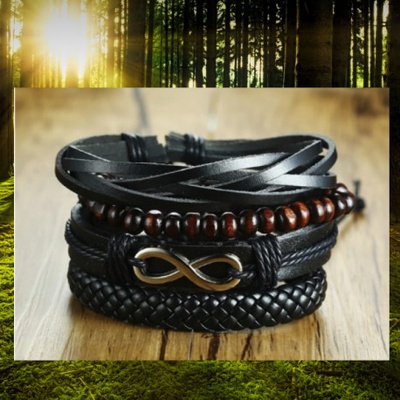 DN kožený náramok Handmade 18 čierna