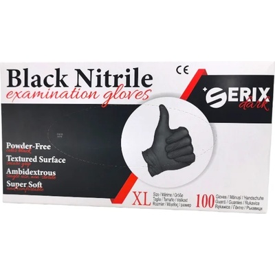 SERIX нитрилни ръкавици, Черни, 100броя, Размер xl