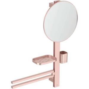 Ideal Standard ALU+ - Огледало с държач за кърпи, рафтче и чашка за четки и паста за зъби, розово BD588RO (BD588RO)