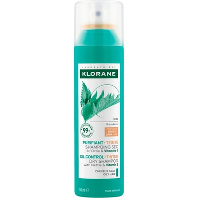Klorane Suchý šampon s kopřivou a vitaminem E na tmavé vlasy 150 ml