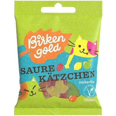 Birkengold Gumové kyslé cukríky mačiatka bez cukru vegan 50 g