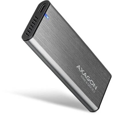 AXAGON EEM2-SG2, USB-C 3.2 Gen 2 - M.2 NVMe & SATA SSD kovový RAW box, bezšroubkový, stříbrný BONUS!