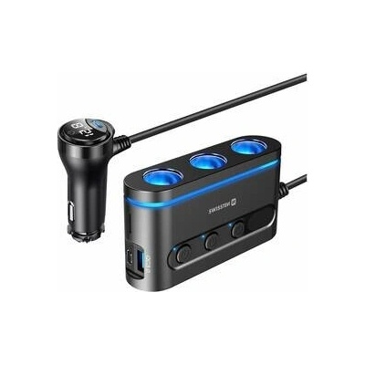 SWISSTEN AUTOADAPTÉR S VÝSTUPOM 3x CL, 2x UCB-C PD a 1x USB-A QA 3.0, 108W - 216W 20114010