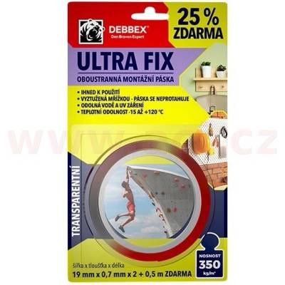 Debbex Ultra Fix Oboustranná montážní páska 19 mm x 0,7 mm x 2,5 m