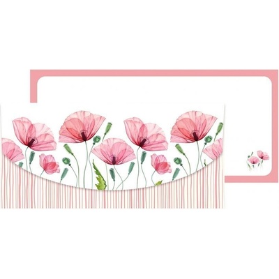 Obálka dárková na peníze 23 x 11cm - motiv vlčích máků