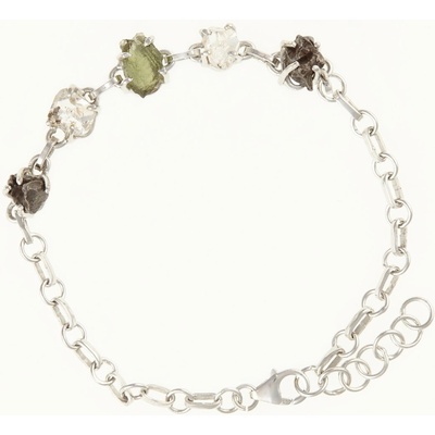 My Moldavite Náramek s přírodním vltavínem, meteoritem, křišťálem - 246 17.5 cm