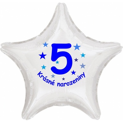Balonky.cz Krásné 5. narozeniny fóliový balónek hvězda pro kluky