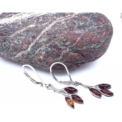 Jan Kos jewellery stříbrné náušnice s jantarem 12125422