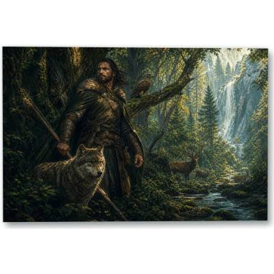 Plakát – Postava se zvířaty v lesní krajině Bez rámu Ano Bez rámu 135 × 90 cm