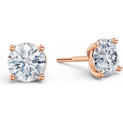 DF dámske náušnice 6411, růžové zlato s laboratorními diamanty o celkové váze 2.00 ct VS1/F