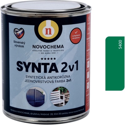 Novochema synta 2v1 syntetická antikorozní jednovrstvá barva 2v1 5 kg 5400 Tmavě zelená