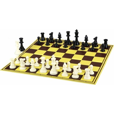 Sunrise Chess & Games Šachová súprava - plastové figúrky DCP03G (kráľ 96 mm) + skladacia kartónová šachovnica s poľom 55 mm