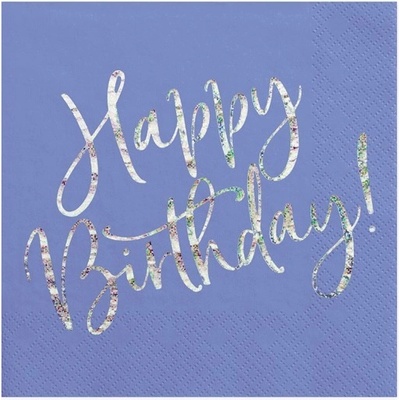 PartyDeco Салфетки "Happy Birthday", Тъмносини, 33x33см - (1 пакет / 20 бр. )
