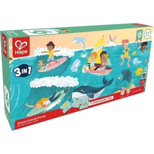 Hape Образователен пъзел 3 в 1 Hape International - Приятели на океана (H1645) - baby