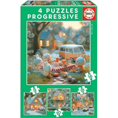 Educa Zajačikovia Bunny City Progressive progresívne 12-16-20-25 dielov