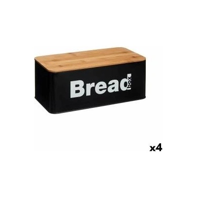 Kinvara Кутия за Хляб Черен Естествен Метал Бамбук 33 x 13, 3 x 18 cm (4 броя)