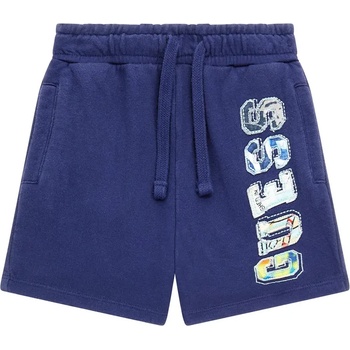 Image 1 of Guess Къси спортни панталони за мини момче в тъмно синьо с многоцветен бродиран надпис Guess