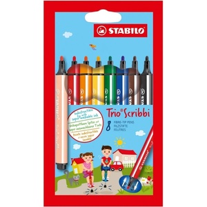 STABILO Комплект флумастери, Stabilo, Trio Scribbi ST368/8-01, 8 цвята (ST368/8-01)