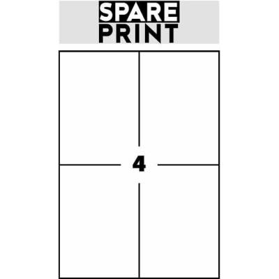SPARE PRINT PREMIUM samolepiace, biele, 100 hárkov A4 v krabici (1 hárok/4× etiketa 105 × 148mm)