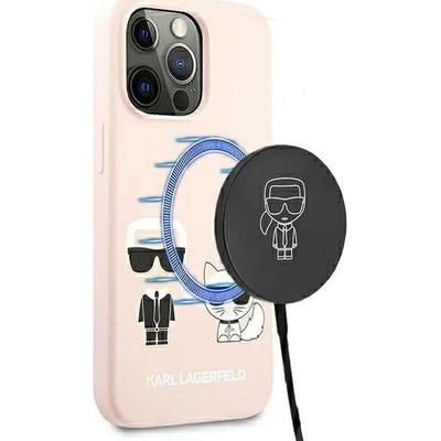 Karl Lagerfeld iPhone 13 Pro light Silicone Ikonik Karl & Choupette Magsafe Max ružové