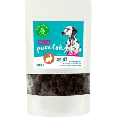 Zelená Země CBD maškrty pre psov príchuť králik 200 g