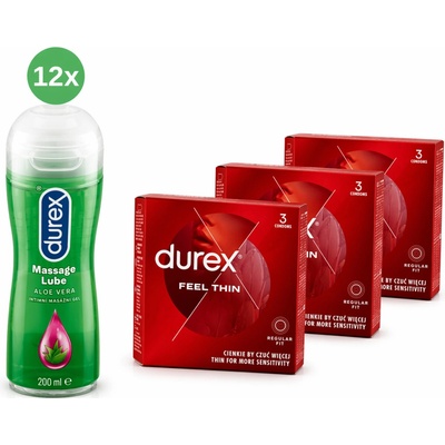 Durex lubricant 12 x 200 ml 2in1 masáž Aloe Vera + Durex kondómy
