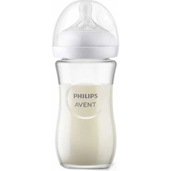 Philips Стъклено шише Philips Avent - Natural Response 3.0, с биберон 1+ м, 240 ml (SCY933/01)