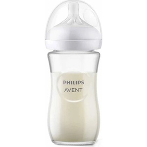 Philips Стъклено шише Philips Avent - Natural Response 3.0, flow 3/среден, 3 м+, 240 ml (SCY933/01) - ozone