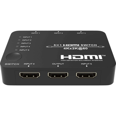 EVOCONNECT HDMI2.0b суич 5x1 4K@60Hz 4: 4: 4, HDCP2.2, 3D с дистанционно управление (HDCVT-HDS-B51)