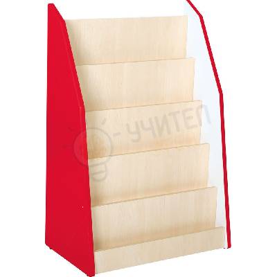 Едностранна библиотека Quadro, бяла / кленово-червена