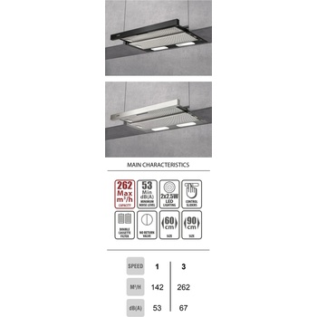 Lino FIT BK A60 Телескопичен аспиратор за вграждане черен (FIT BK A60)