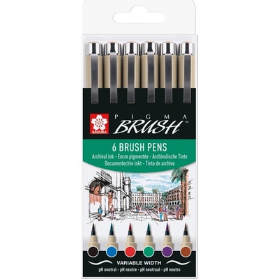 Technické linery SAKURA Pigma Micron BRUSH, 6 ks