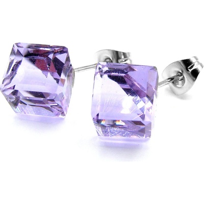 Steel Jewelry Náušnice fialové kostky z chirurgické oceli NS250129