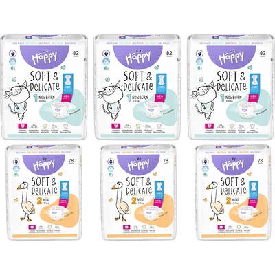Bella Bella Happy Soft & Delicate BigPack 1 2-5 kg - + Happy Soft & Delicate BigPack 2 3-6 kg - 234 ks 3x78 ks 3x82 ks 246 ks